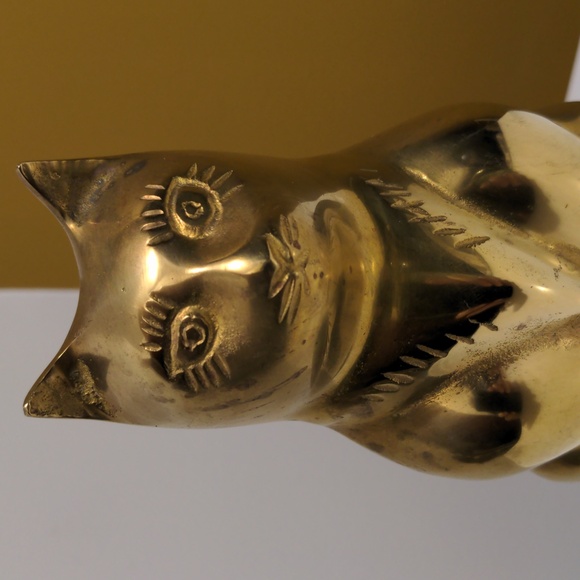 MCM/Vintage Large Brass Cat - Picture 6 of 6